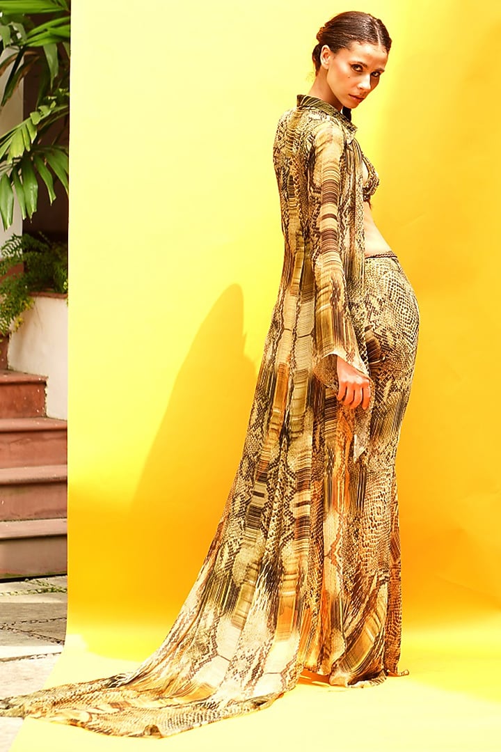 Green Printed Jacket Set by Nikita Mhaisalkar at Pernia's Pop Up Shop