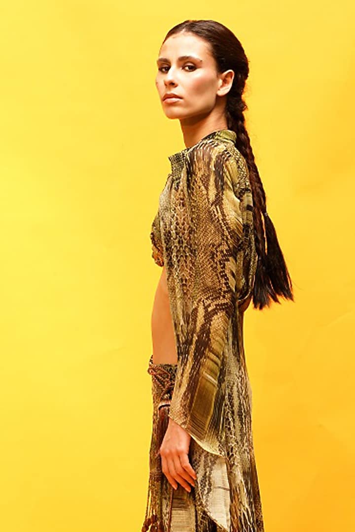 Green Printed Jacket Set by Nikita Mhaisalkar at Pernia's Pop Up Shop