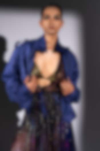 Purple Faux Suede Bomber Jacket by Nikita Mhaisalkar at Pernia's Pop Up Shop