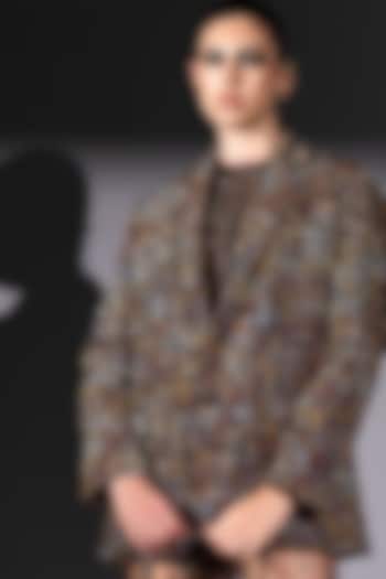 Multi-Colored Tweed Trench Coat by Nikita Mhaisalkar at Pernia's Pop Up Shop