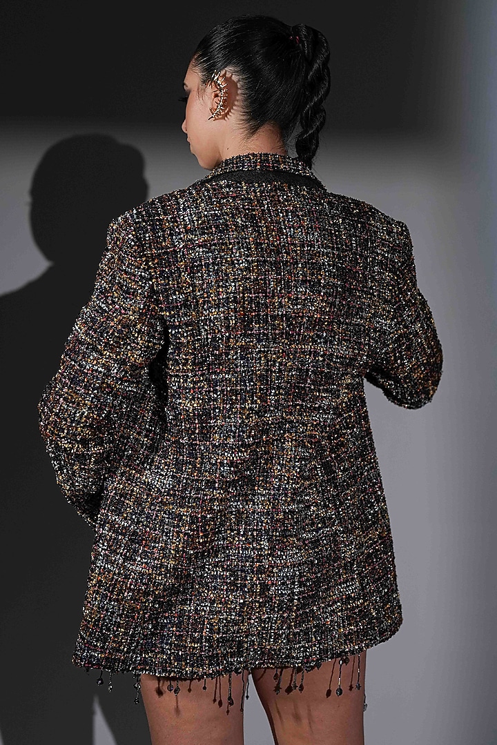 Multi-Colored Tweed Trench Coat by Nikita Mhaisalkar at Pernia's Pop Up Shop