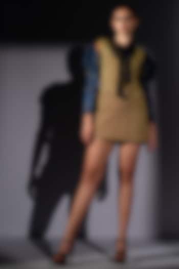 Golden Tweed Mini Pinafore Party Wear Dress With Blouse by Nikita Mhaisalkar at Pernia's Pop Up Shop