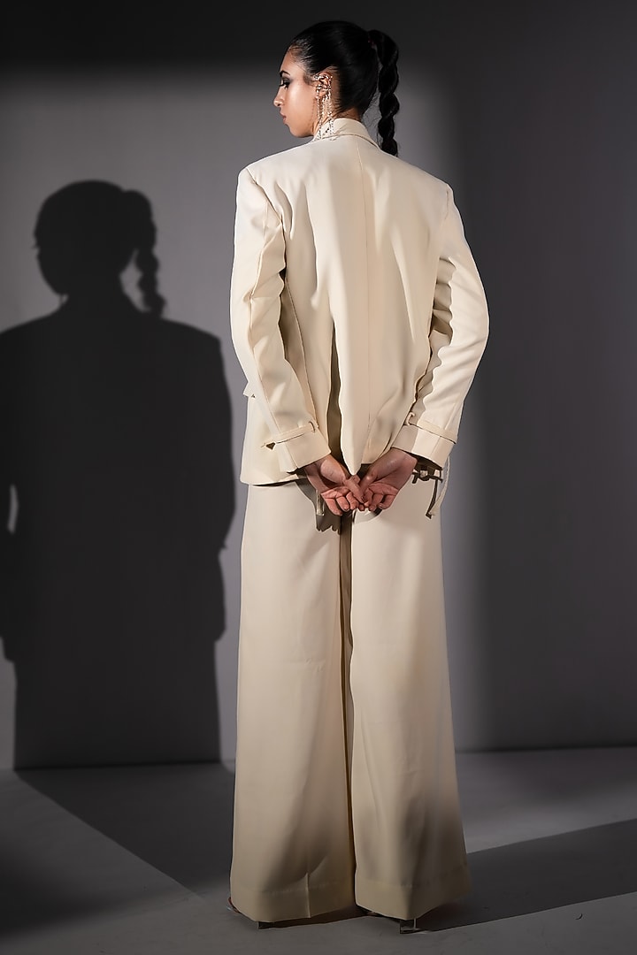 White Luxe Suiting Jacket Set by Nikita Mhaisalkar at Pernia's Pop Up Shop