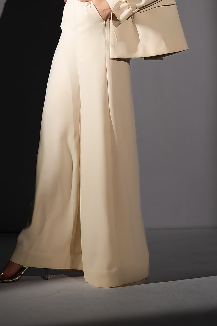 White Luxe Suiting Jacket Set by Nikita Mhaisalkar at Pernia's Pop Up Shop