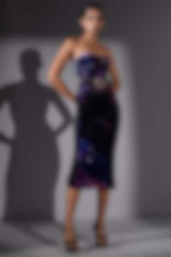 Purple Silk Velvet Midi Tube Party Wear Dress by Nikita Mhaisalkar at Pernia's Pop Up Shop