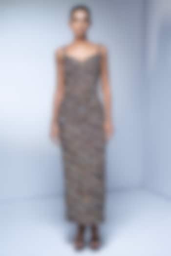 Multi-Colored Tweed Embroidered Bodycon Party Wear Dress by Nikita Mhaisalkar at Pernia's Pop Up Shop