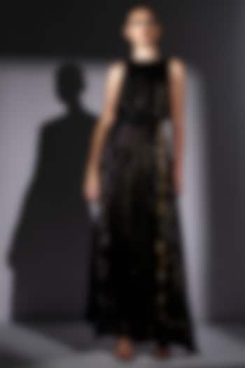 Black Lurex Georgette Knotted Maxi Party Wear Dress by Nikita Mhaisalkar at Pernia's Pop Up Shop