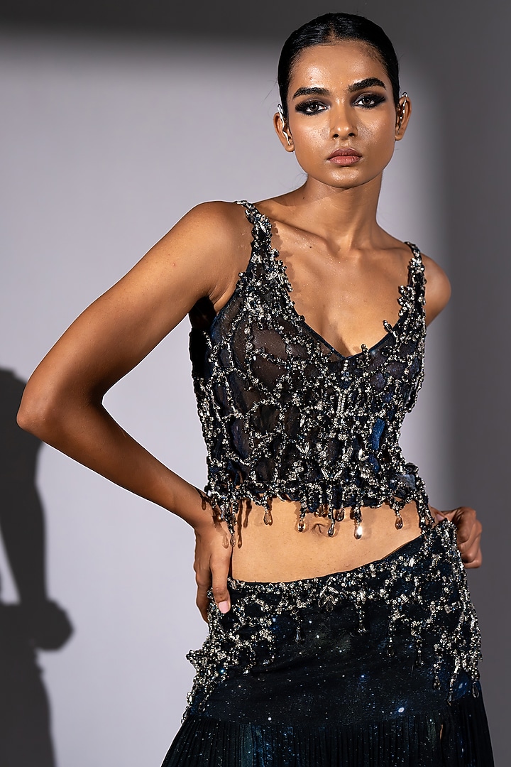 Blue Pure Georgette Galaxy Printed Co-Ord Set by Nikita Mhaisalkar at Pernia's Pop Up Shop