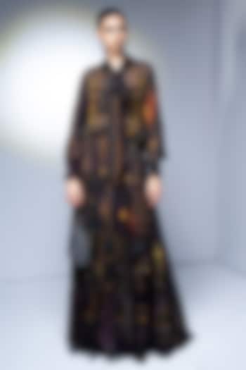 Purple Georgette Placement Printed Maxi Party Wear Dress by Nikita Mhaisalkar at Pernia's Pop Up Shop