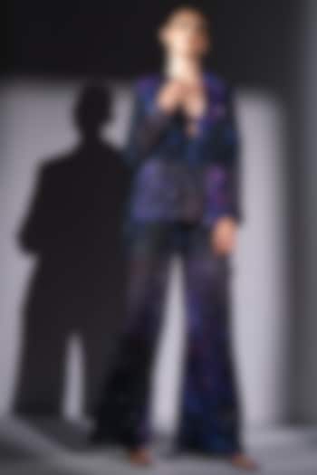 Purple Sequins Georgette Jacket Set by Nikita Mhaisalkar at Pernia's Pop Up Shop