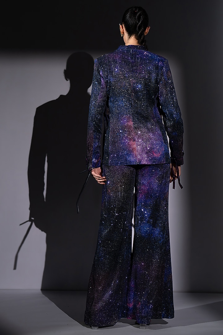 Purple Sequins Georgette Jacket Set by Nikita Mhaisalkar at Pernia's Pop Up Shop