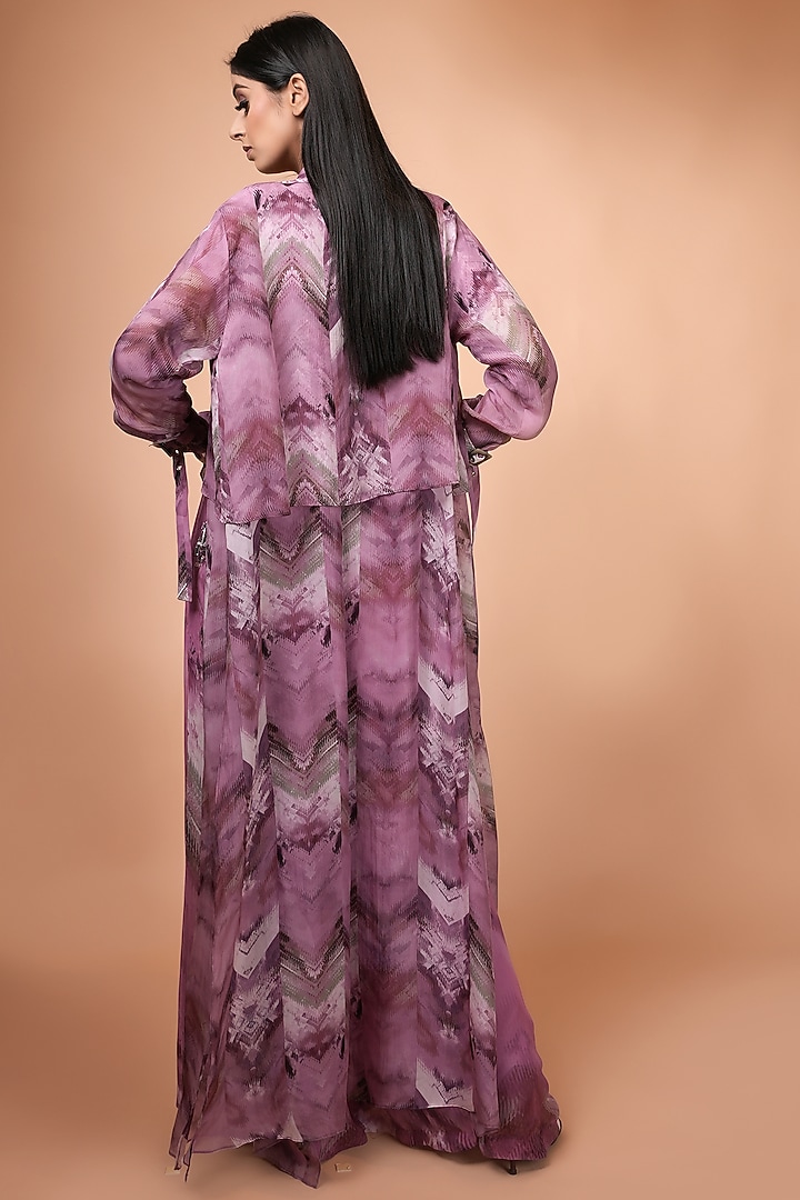 Lilac Floss Printed Trench Coat by Nikita Mhaisalkar at Pernia's Pop Up Shop