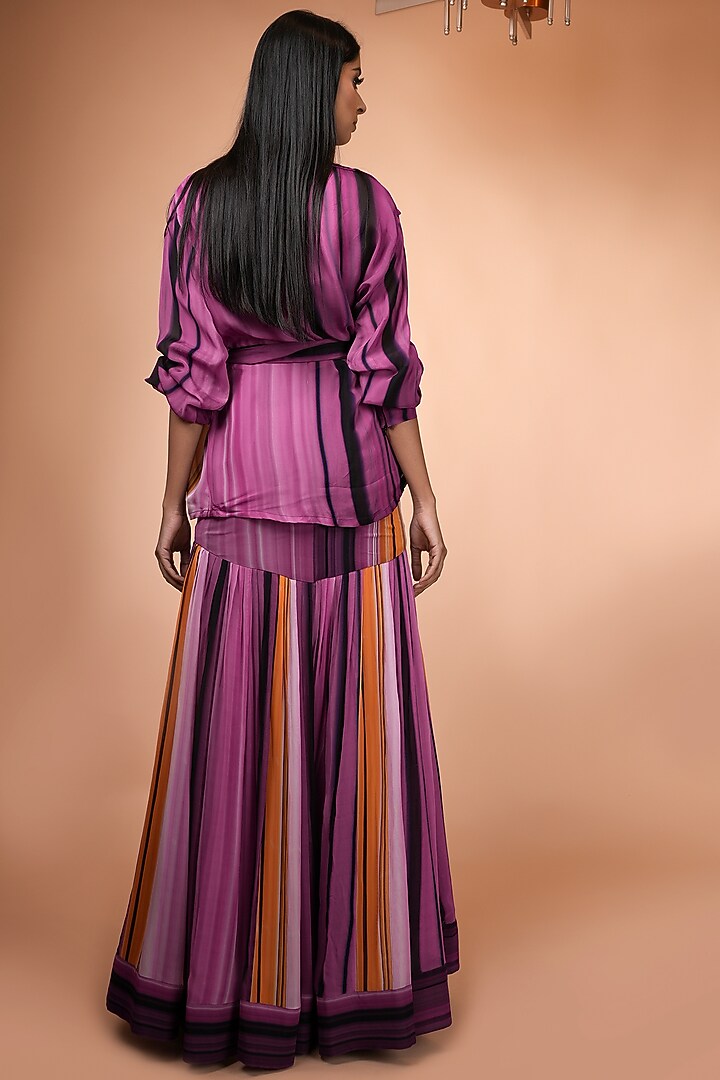 Grape Purple Georgette & Organza Skirt Set by Nikita Mhaisalkar at Pernia's Pop Up Shop