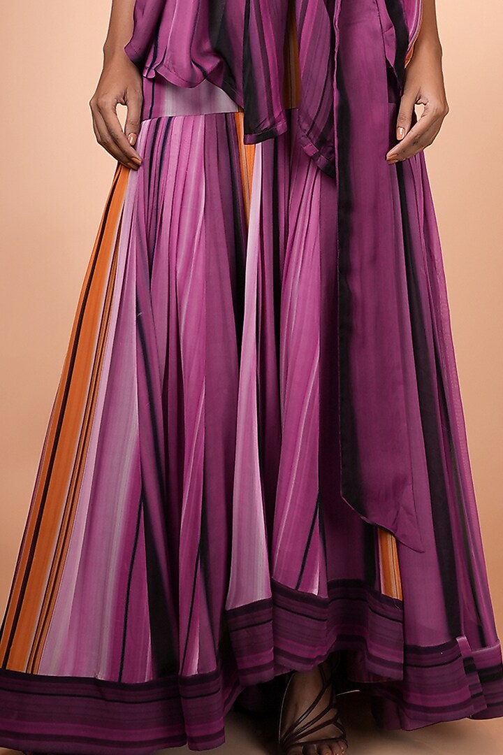 Grape Purple Georgette & Organza Skirt Set by Nikita Mhaisalkar at Pernia's Pop Up Shop