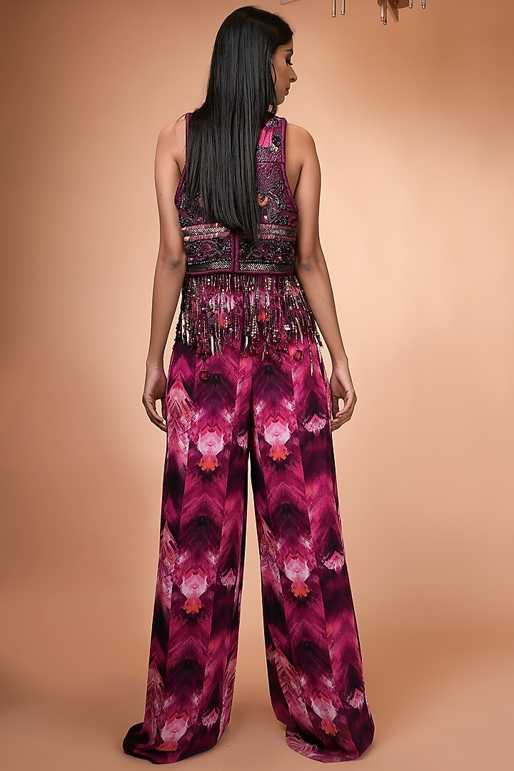 Magenta Double Georgette Jumpsuit by Nikita Mhaisalkar at Pernia's Pop Up Shop