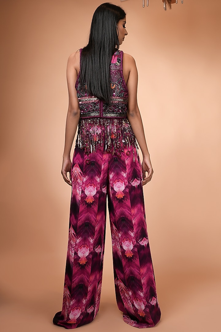 Magenta Embellished Jacket by Nikita Mhaisalkar at Pernia's Pop Up Shop