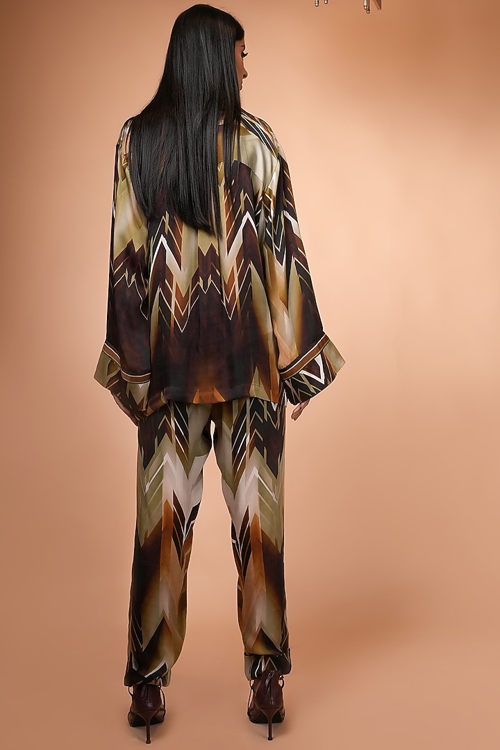 Coffee Brown Satin Lounge Set by Nikita Mhaisalkar at Pernia's Pop Up Shop