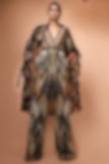 Coffee Brown Organza Trench Coat by Nikita Mhaisalkar at Pernia's Pop Up Shop