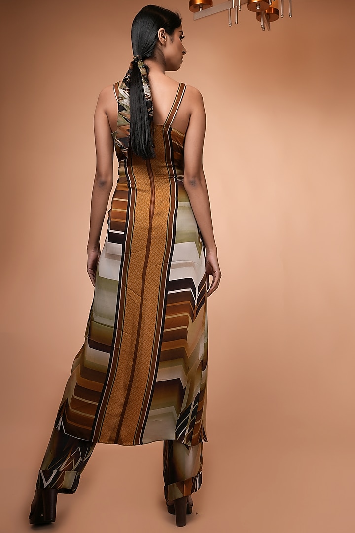 Coffee Brown Satin Tunic by Nikita Mhaisalkar at Pernia's Pop Up Shop