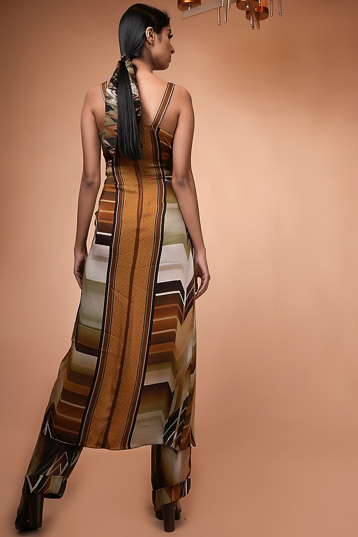 Coffee Brown Satin Pants by Nikita Mhaisalkar at Pernia's Pop Up Shop