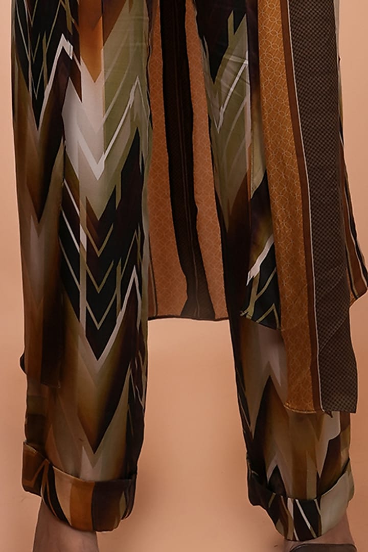 Coffee Brown Satin Pants by Nikita Mhaisalkar at Pernia's Pop Up Shop