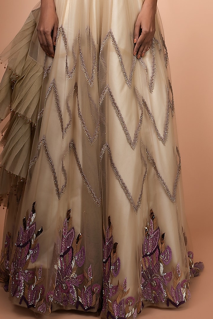 Lilac Embellished Bridal Lehenga Set by Nikita Mhaisalkar at Pernia's Pop Up Shop