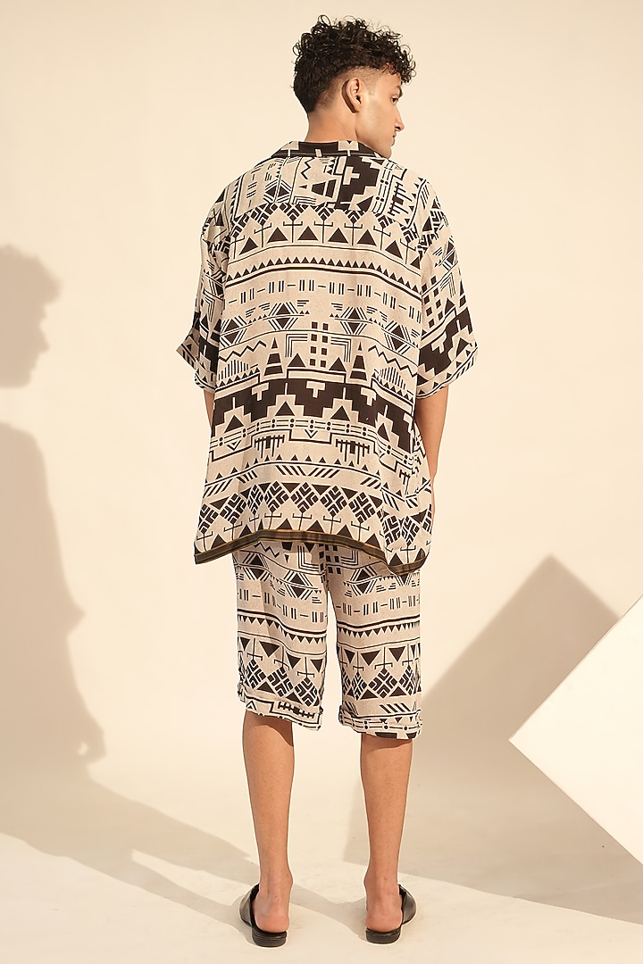 Black & White Georgette Printed Co-Ord Set by Nikita Mhaisalkar Men at Pernia's Pop Up Shop