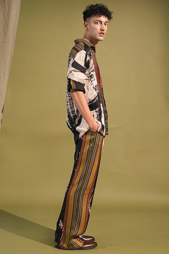 Black & White Cotton Satin Co-Ord Set by Nikita Mhaisalkar Men at Pernia's Pop Up Shop