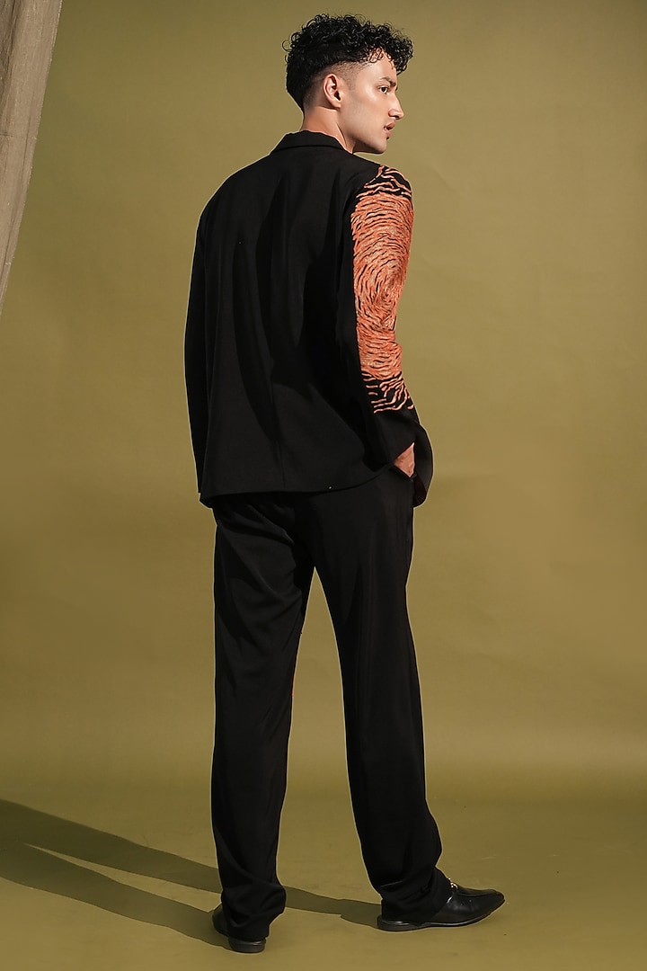 Black Luxe Suiting Embroidered Pantsuit by Nikita Mhaisalkar Men at Pernia's Pop Up Shop