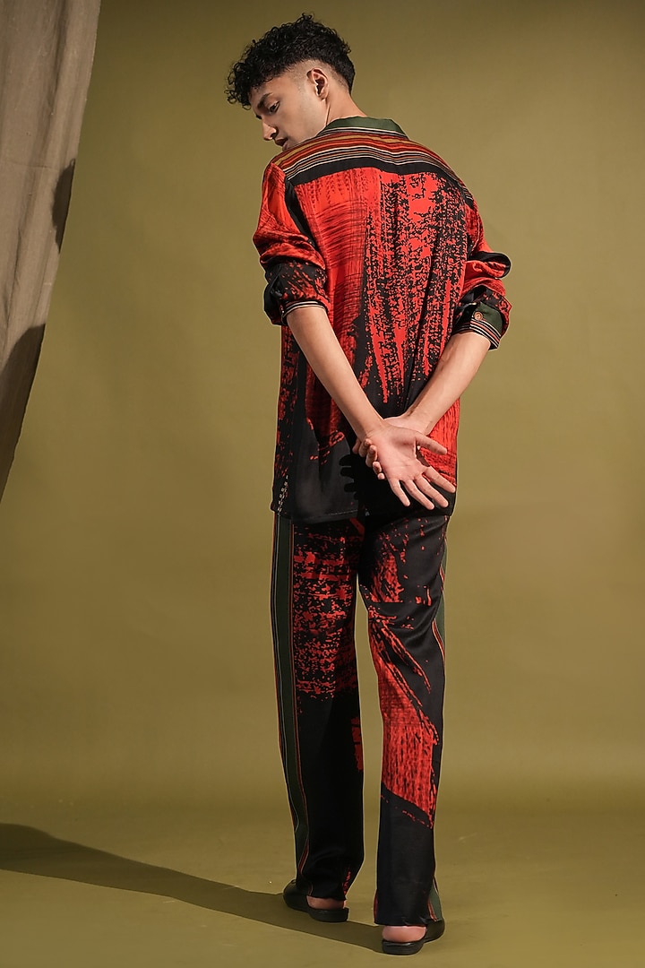 Red & Black Cotton Satin Printed Co-Ord Set by Nikita Mhaisalkar Men at Pernia's Pop Up Shop