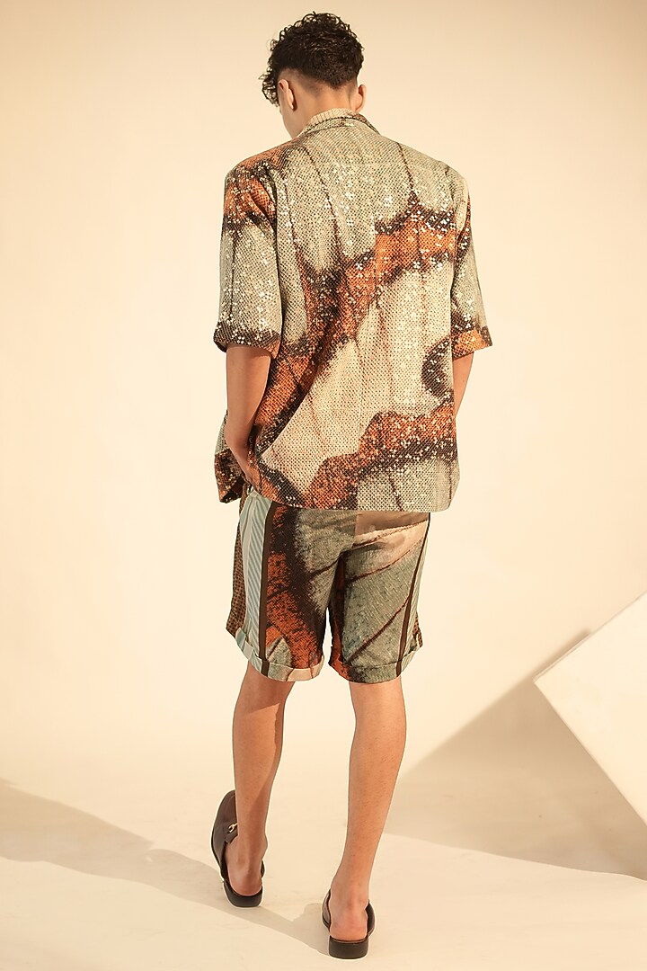 Multi-Colored Georgette Printed Blazer by Nikita Mhaisalkar Men at Pernia's Pop Up Shop