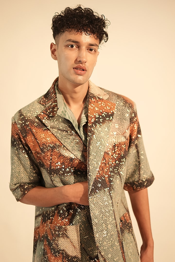 Multi-Colored Cotton Satin Printed Co-Ord Set by Nikita Mhaisalkar Men at Pernia's Pop Up Shop