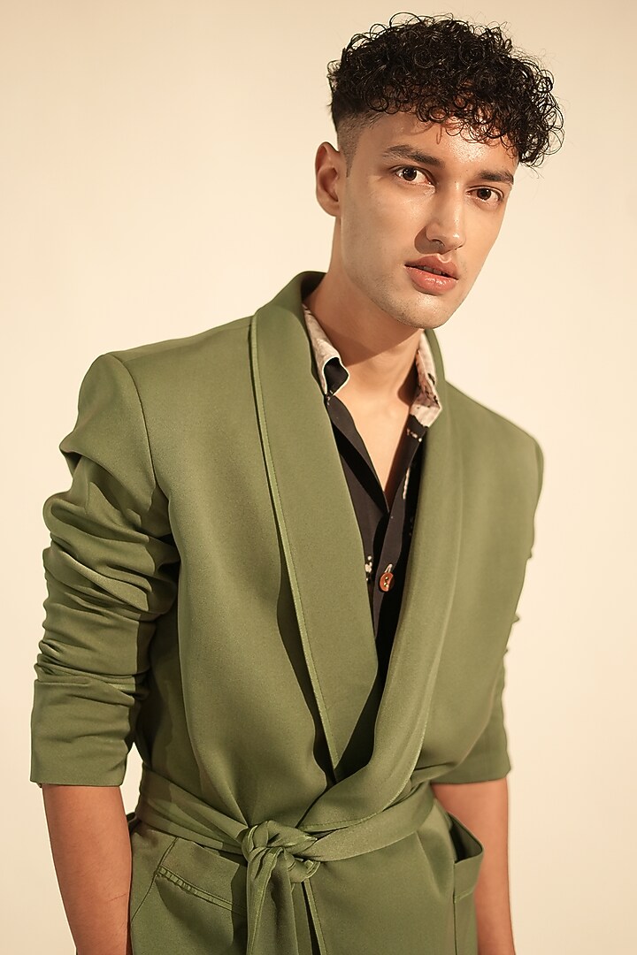 Jade Luxe Suiting Pantsuit by Nikita Mhaisalkar Men at Pernia's Pop Up Shop