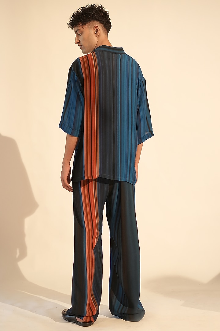 Midnight Blue Georgette Printed Co-Ord Set by Nikita Mhaisalkar Men at Pernia's Pop Up Shop