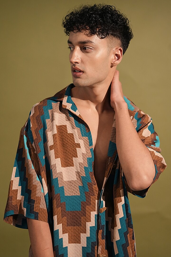 Multi-Colored Georgette Printed Co-Ord Set by Nikita Mhaisalkar Men at Pernia's Pop Up Shop