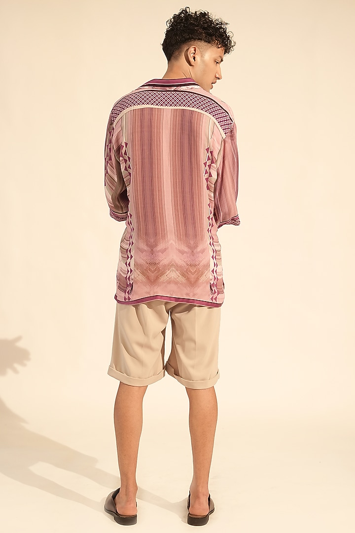 Lilac Double Georgette Printed Wedding Shirt by Nikita Mhaisalkar Men at Pernia's Pop Up Shop