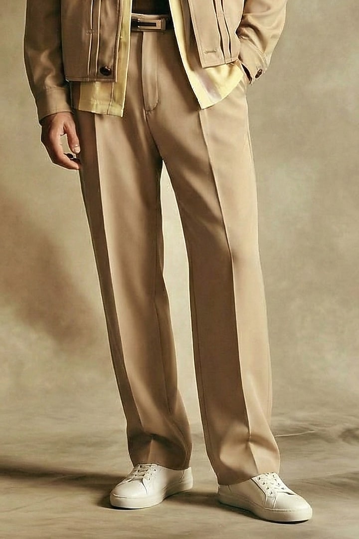 Beige Luxe Suiting Jacket Set by Nikita Mhaisalkar Men at Pernia's Pop Up Shop