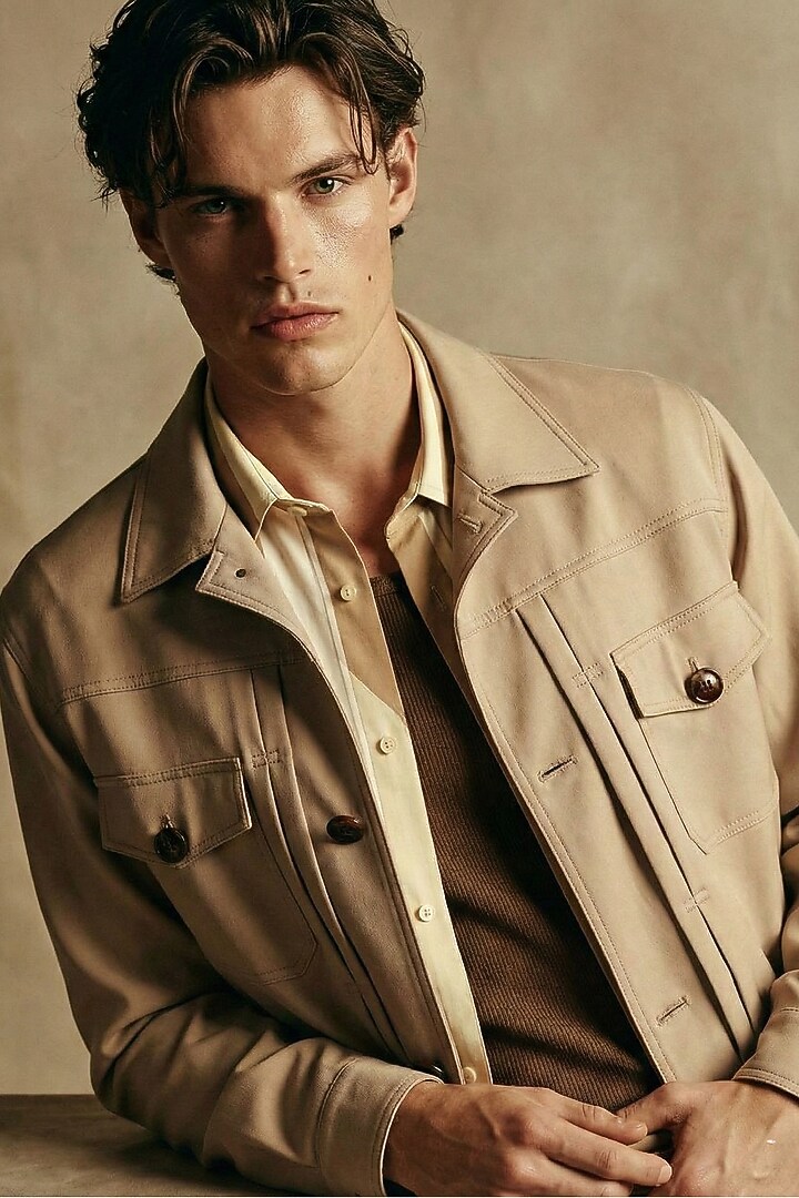 Beige Luxe Suiting Jacket Set by Nikita Mhaisalkar Men at Pernia's Pop Up Shop