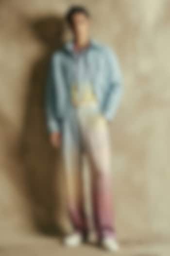 Powder Blue Leather Jacket by Nikita Mhaisalkar Men at Pernia's Pop Up Shop