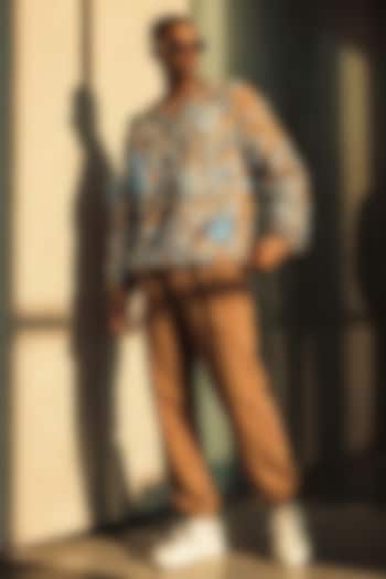 Chocolate Brown Knit Fabric Floral Embroidered Sweatshirt by Nikita Mhaisalkar Men at Pernia's Pop Up Shop