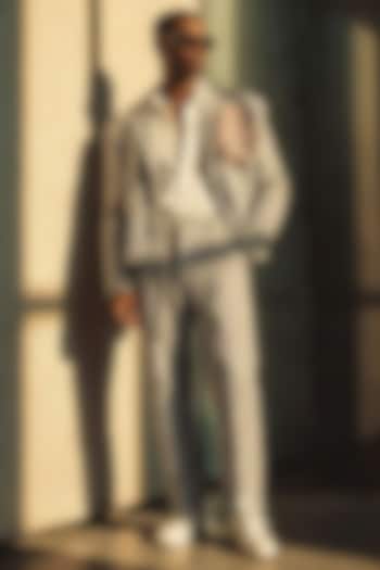 Lavender Tweed Jacket Set by Nikita Mhaisalkar Men at Pernia's Pop Up Shop