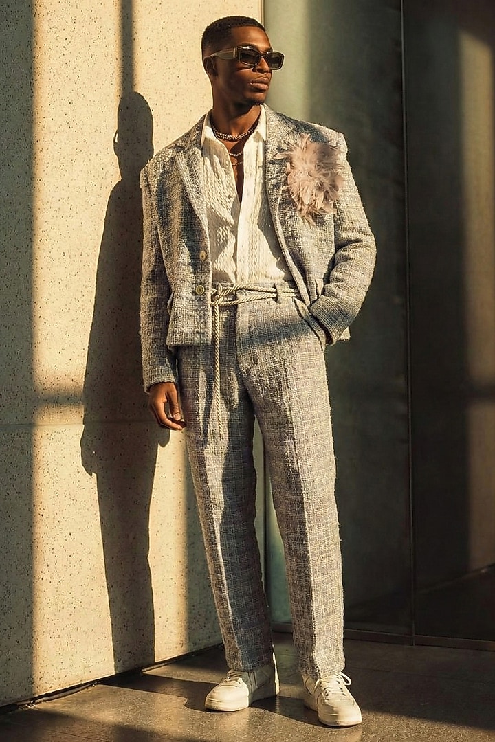 Salmon-Colored Faux Leather Brooch by Nikita Mhaisalkar Men at Pernia's Pop Up Shop