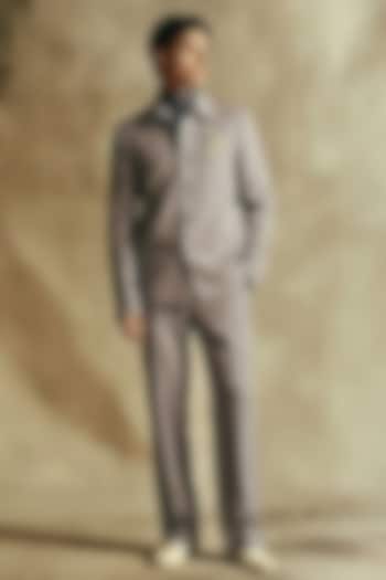 Ash Grey Luxe Suiting Co-Ord Set by Nikita Mhaisalkar Men at Pernia's Pop Up Shop