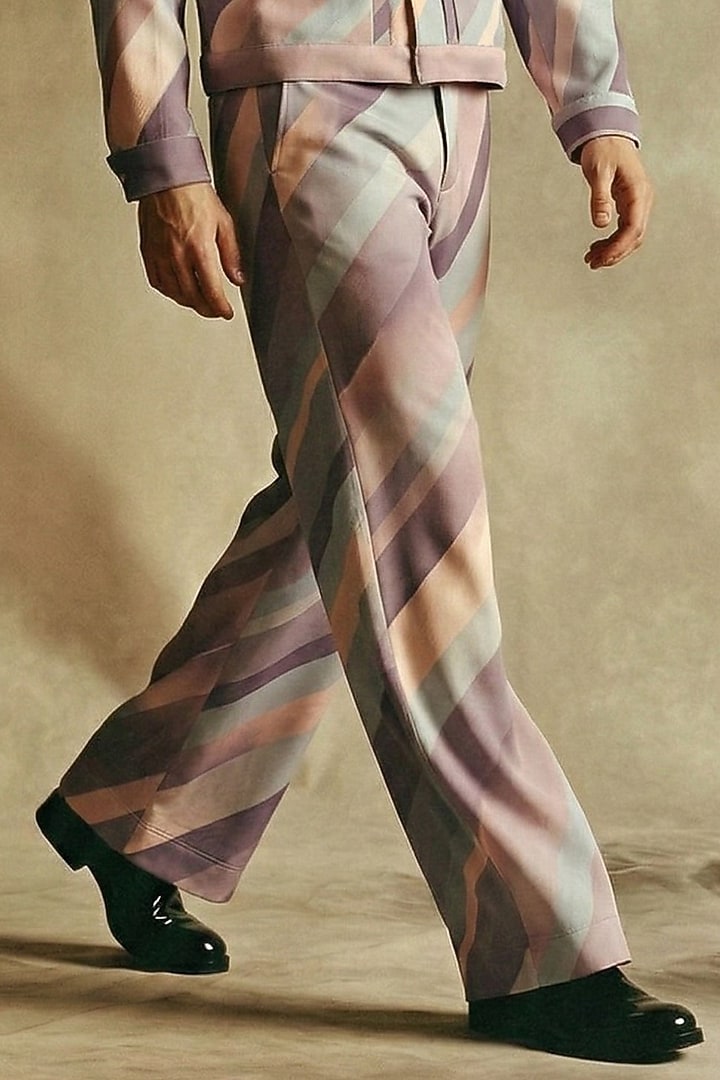 Mauve Double Georgette Printed Co-Ord Set by Nikita Mhaisalkar Men at Pernia's Pop Up Shop
