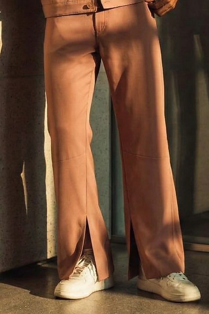 Salmon-Colored Luxe Suiting Co-Ord Set by Nikita Mhaisalkar Men at Pernia's Pop Up Shop