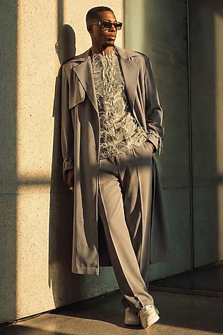 Jade Oyster Luxe Suiting T-Shirt by Nikita Mhaisalkar Men