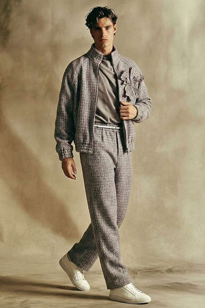 Grey Pure Silk Cowl T-Shirt by Nikita Mhaisalkar Men at Pernia's Pop Up Shop