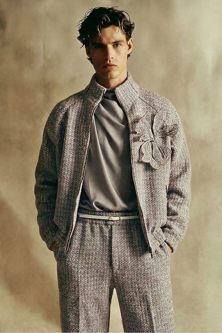 Grey Pure Silk Cowl T-Shirt by Nikita Mhaisalkar Men at Pernia's Pop Up Shop