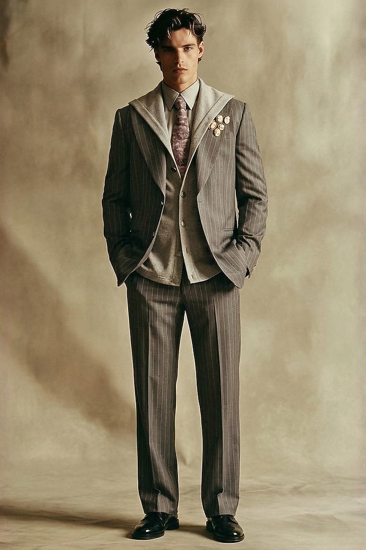 Ash Grey Knit Fabric T-Shirt by Nikita Mhaisalkar Men at Pernia's Pop Up Shop