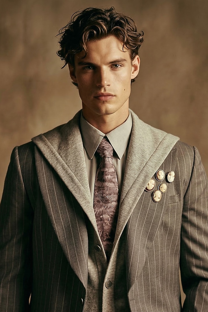 Ash Grey Knit Fabric T-Shirt by Nikita Mhaisalkar Men at Pernia's Pop Up Shop